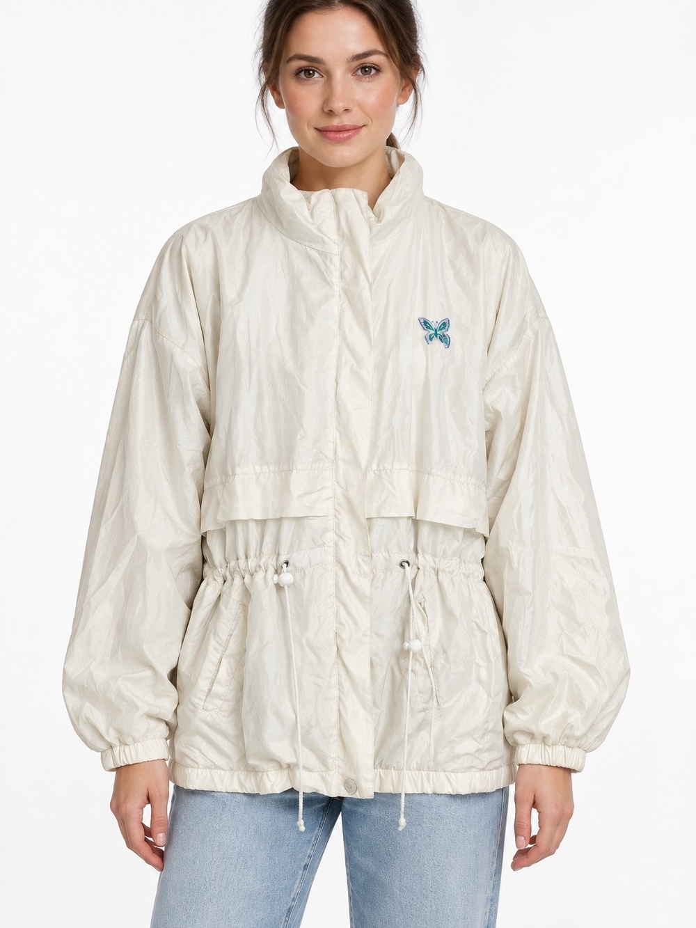 Vintage Stoneybrook Butterfly Embroidered Windbreaker Jacket Large Retro
